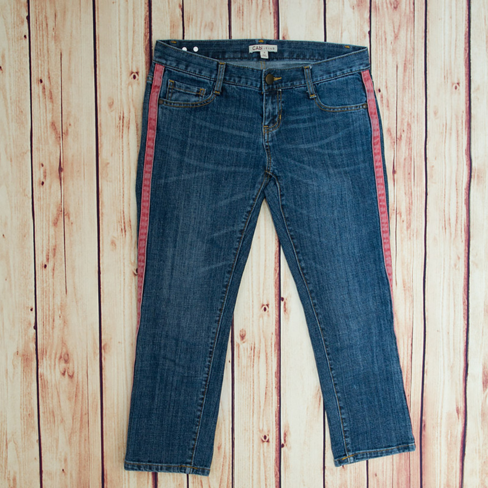 Cabi Capri Tuxedo Crop Blue Jeans Size 4
